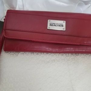 Kenneth Cole 2 Pc Red Clutch Wallet Purse NWT